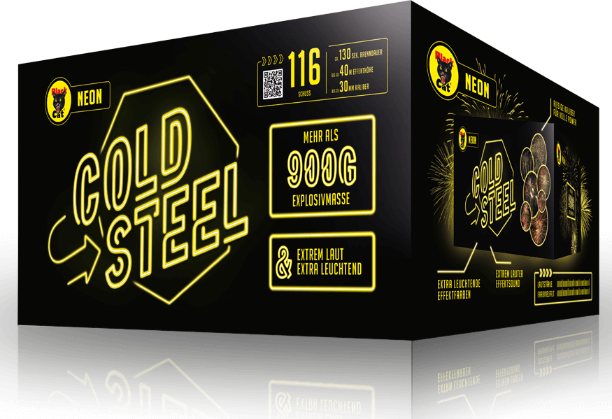 Black Cat Neon Produktabbildung "Gold Steel"